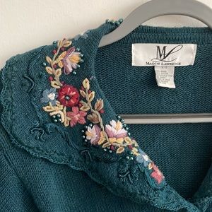 Turquoise Embroidered Cardigan